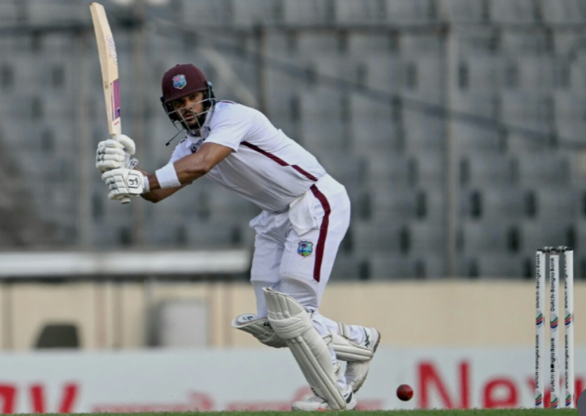Brandon King during his unbeaten 81 in the second innings against Bangladesh.