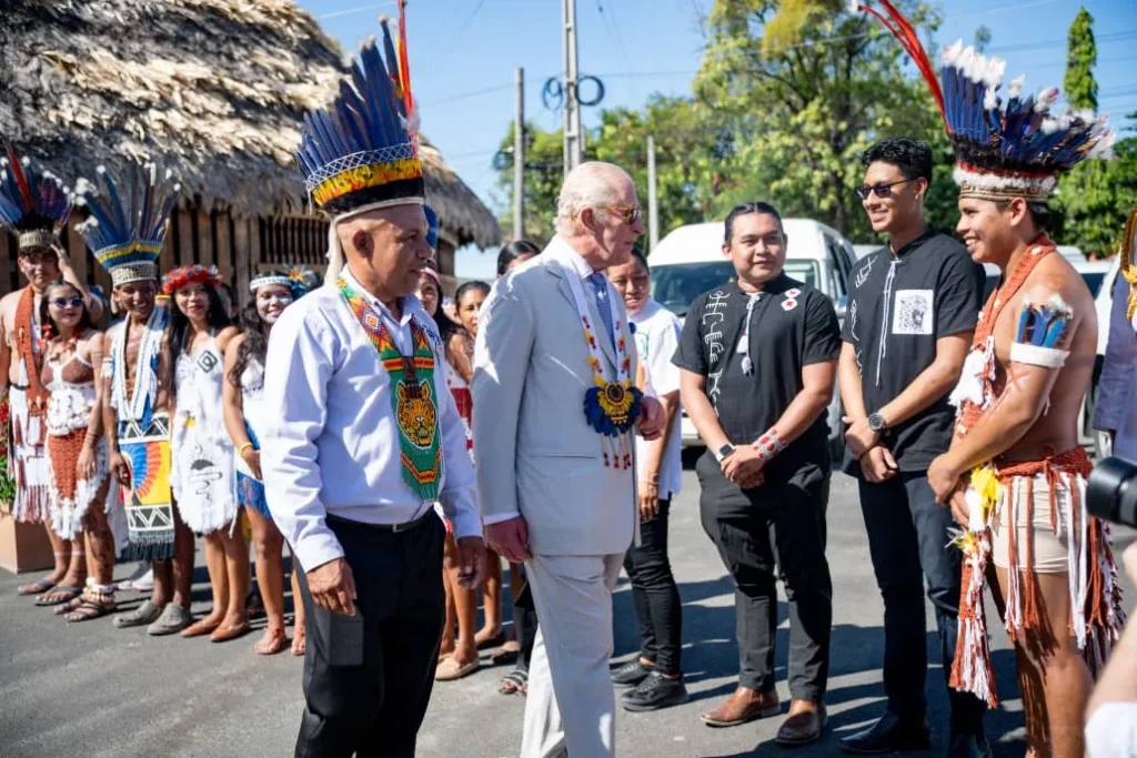 King Charles with members of the National Toshaos Council.